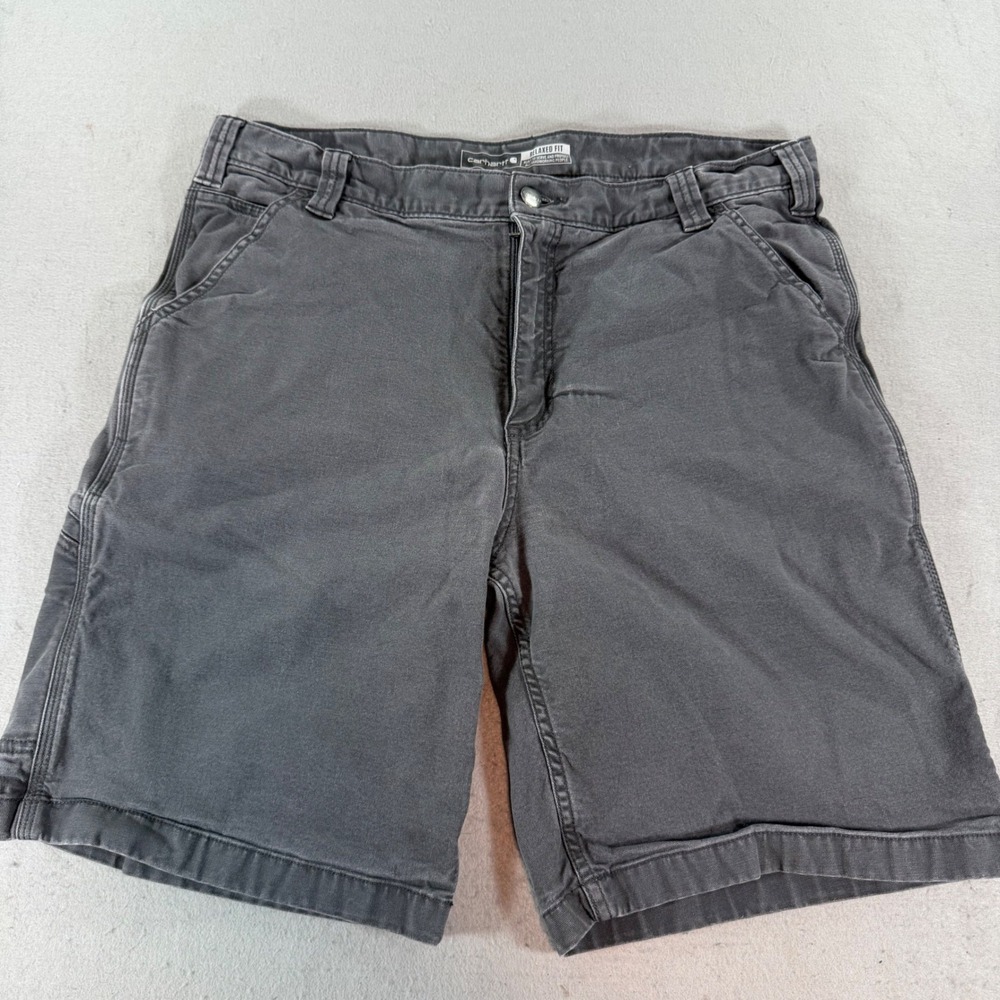 Carhartt Canvas Work Shorts Gray Utility Loose Fit Mens 36 Tool Pocket